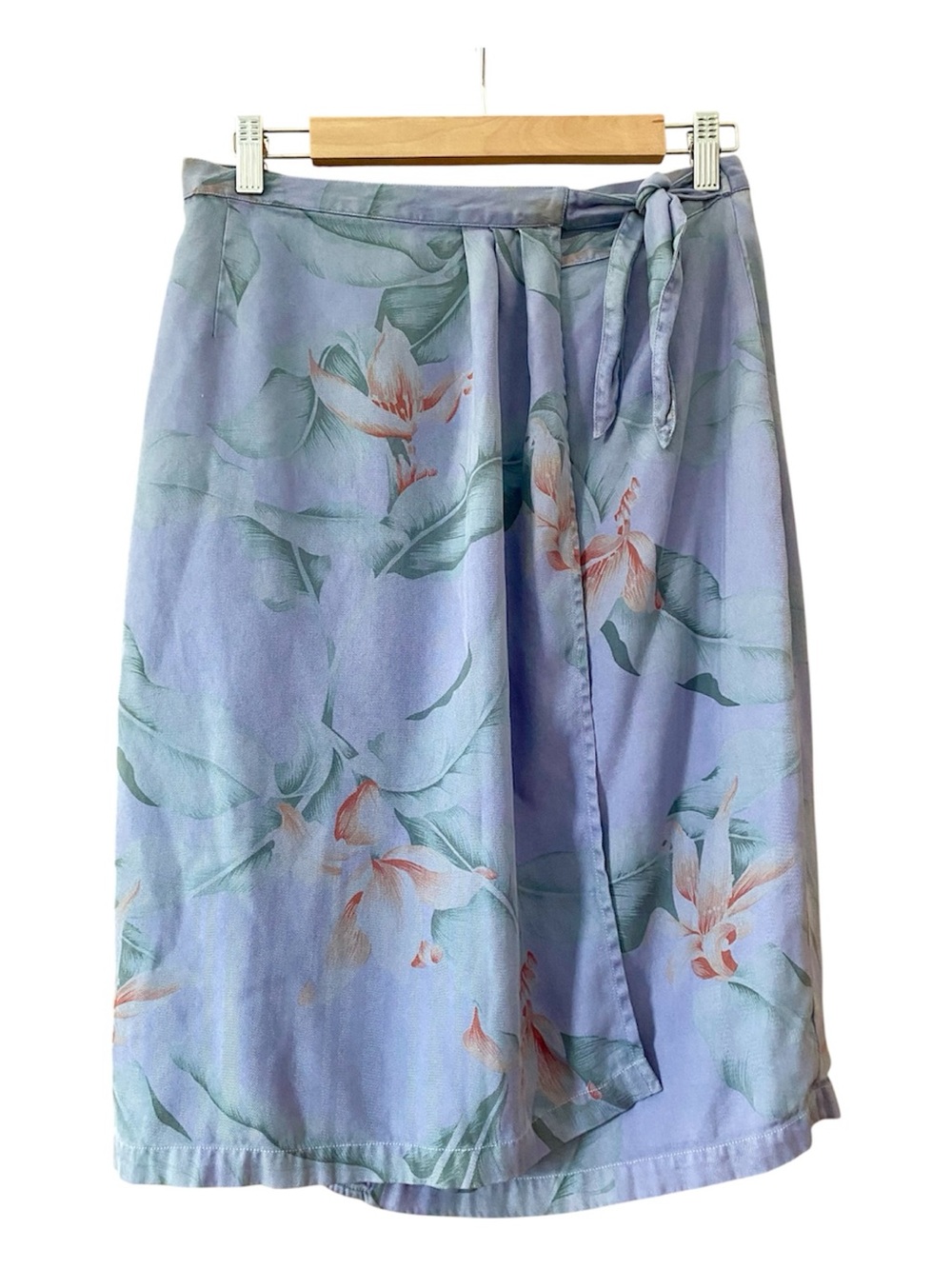 Vintage Tommy Bahama Tropical Floral Wrap Skirt Blue Size 6 Y2K Resort